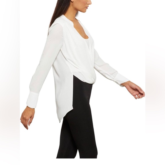 BCBG Jaklyn Draped Blouse in Alabaster - Size M - Picture 2 of 11